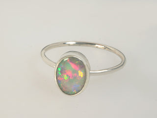935 Silver Ring with White Opal