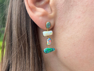 18k gold Australian opal earring